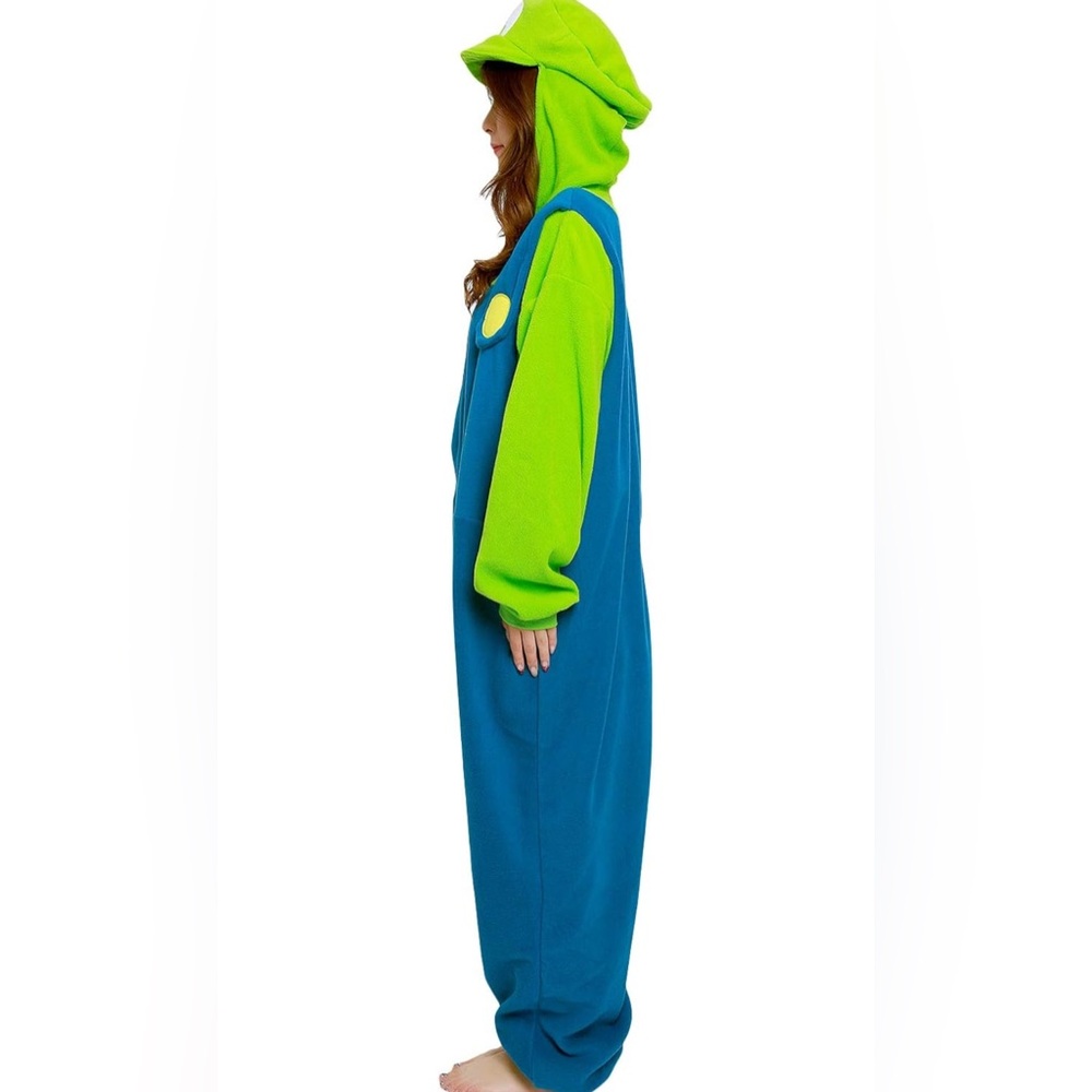 NWT Bandai Sazac Luigi Kigurumi Costume, Union Suit,Onesie.  Adult Fit One Size. - Picture 15 of 16